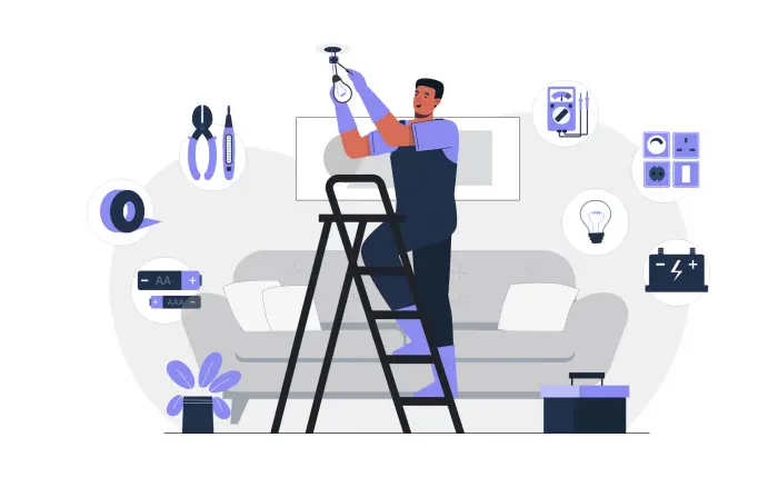 Electrical Technician Flat Character Artwork Illustration image
